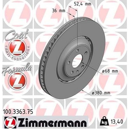 ZIMMERMANN Brake Disc - Fusion Z/Coated, 100.3363.75 100.3363.75